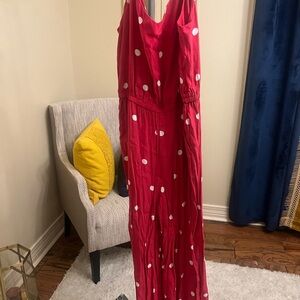 Ann Taylor Red Polka Dot Jumpsuit